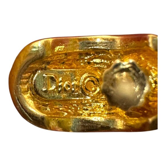 Vintage Christian Dior Gold-Tone Crystal Stud Earrings Petite Classic Rhinestone - Picture 4 of 6